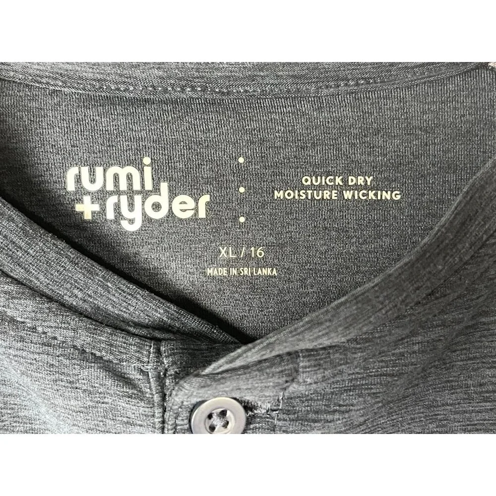 Rumi + Ryder Boys XL 16 Long Sleeve Blue/Gray Shirt Quick Dry Moisture Wicking